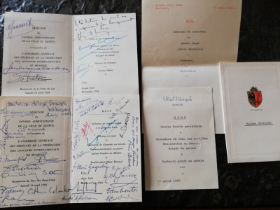 Set 4 meniuri receptii, semnaturi personalitati din lumea muzicii, anii &amp;#039;60-70 foto