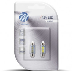 Set 2 Buc Bec Led M-Tech C5W 12V SV8,5-8 Alb LB085W