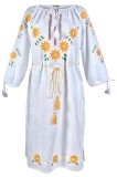 Rochie dama casual RDF, alb/galben , marimea S, Bumbac