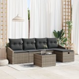 Gossi set de canapea de gradina cu perne gri din poliratan, 6 piese
