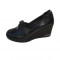 Pantof negru din piele lacuita cu design stone si talpa confortabila