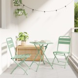 vidaXL Scaune pliabile pentru grădină 2 bucăți Mint deschis 42x52x82 cm Oțel vopsit electrostatic