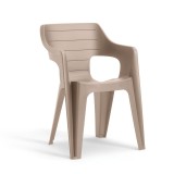 Bilbao iowback scaun de grădină din plastic cu brațe cappuccino
