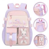 Rucsac roz cu mov, universal, pentru sport si scoala, grafica simpatica cu plus, JollyMag, PL163FIO