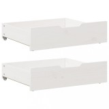 VidaXL Sertare de pat, 2 buc., 65x55x17 cm, alb, lemn masiv de pin