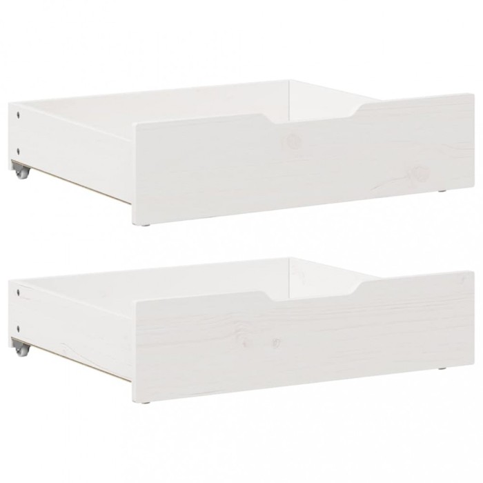 vidaXL Sertare de pat, 2 buc., 65x55x17 cm, alb, lemn masiv de pin