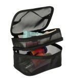 Organizator de calatorie pentru cosmetice cu doua nivele , negru