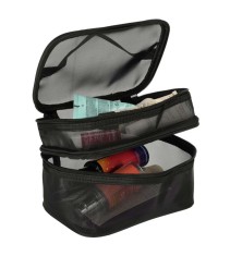 Organizator de calatorie pentru cosmetice cu doua nivele , negru
