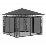 Pavilion cu plasă anti-ț&acirc;nțari, antracit, 3x3x2,73 m, 180 g/m&sup2;, vidaXL