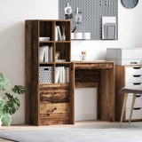 vidaXL Birou cu spațiu de depozitare cu sertar 2 pcs Lemn Vechi 3337303