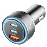 Incarcator auto bricheta USB, Type-C 60W Asteroid GSM C6, arginsiu