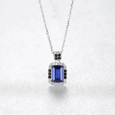 Colier din argint cu pandantiv Blue Sapphire ARG25F foto