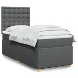 VidaXL Pat box spring cu saltea, gri &icirc;nchis, 80x200 cm, textil 3293422