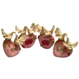 Set 4 Figurine Romantice Porumbei Inima, 7x6cm, Polirasina, Decor Nunta, Valentines Day, Marturii, Cadou Dragobete
