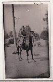 Bnk foto - Militar calare - interbelica, Alb-Negru, Romania 1900 - 1950