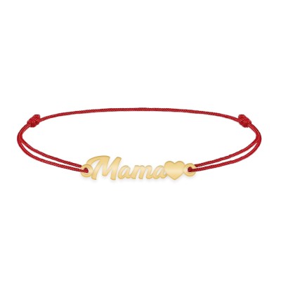 Mommy - Bratara personalizata snur cu inscriptia mama din argint 925 placat cu aur galben 24K foto