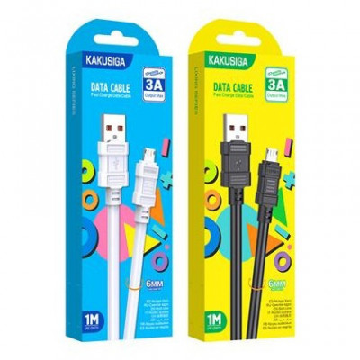 Cablu de Date / Incarcare Kakusiga KSC-806, Micro USB, 3A 1m, Negru Blister foto