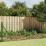 VidaXL Gard plasă de s&acirc;rmă cu țăruși de fixare, verde, 1,1x10 m