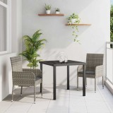 VidaXL Set de masă pentru grădină cu pernă 3 pcs Gri Rattan poli