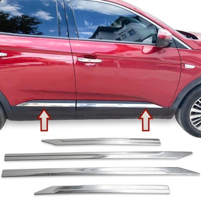 Set de 4 ornamente cromate bandouri usi/portiere pentru Opel Grandland X din 2017 foto