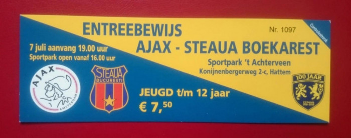 Bilet Fotbal Ajax Steaua Bucuresti amical