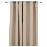 Perdea opaca, aspect panza, cu ocheti, bej, 290x245 cm