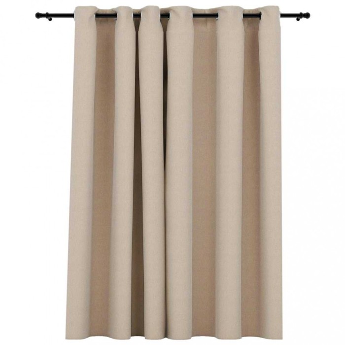 Perdea opaca, aspect panza, cu ocheti, bej, 290x245 cm