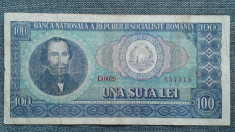 100 lei 1966 Romania / Nicolae Balcescu / seria 657315 foto