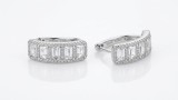 Cumpara ieftin Cercei din Argint 925 Toarte cu Cristale Baguette si Halo Zirconiu - 18 mm
