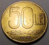 Moneda 50 lei 1992, cifra 9 cu codita dreapta