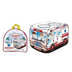 Cort de joaca pentru copii Ambulanta, pliabil, cu husa de transport, 112x70x75 cm