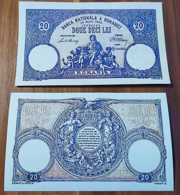 REPRODUCERE bancnota 20 lei 1906 Romania foto