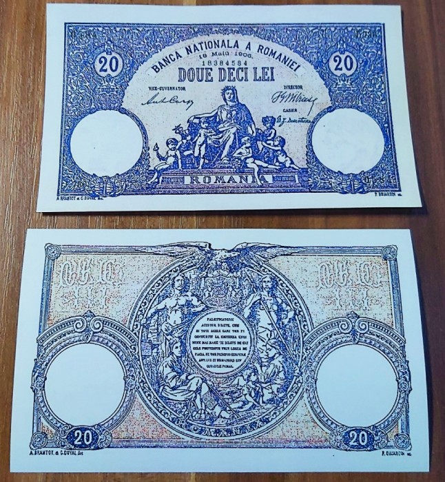 REPRODUCERE bancnota 20 lei 1906 Romania