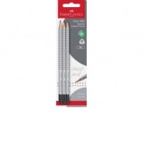 Creion grafit HB cu guma grip 2001 Faber-Castell 3 buc/blister