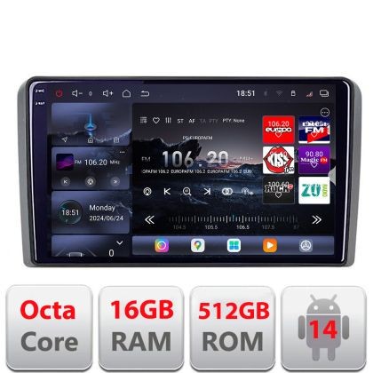 Navigatie Audi A3 8P 2003-2011 Edotec Kit-049 8 core QLED 2K 16+512 360 Android Waze USB Navigatie Internet Youtube Radio CarStore Technology