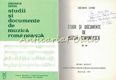 Studii Si Documente De Muzica Romaneasca II - Constantin Catrina foto