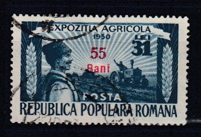ROMANIA 1952 LP 310 EXPOZITIA TEHNICA INDUSTRIALA-AGRICOLA SUPRATIPAR STAMPILAT foto