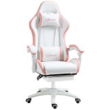Vinsetto Scaun Da Gaming Ad Altezza Reglabil Piele Pu E Oțel Alb Roz | Aosom Romania