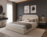 Pat Klass 160x200 Cu Lada De Depozitare Tapitat Stofa Bej (cod ML2564-PEAK-110)