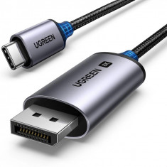 Cablu Ugreen CM556 cu conectori USB-C și DisplayPort 8K, 3 m lungime - gri