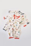 Cumpara ieftin Set 2 salopetele cu maneca lunga si pantaloni lungi - 100%bumbac organic - Rosu si Gri, BabyCosy (Marime: 18-24 Luni)