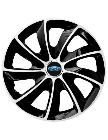 Set 4 Capace Roti Autohelix MSA&reg; potrivite jantelor de 15 inch, pentru Ford, model Stig Extra Black &amp; White