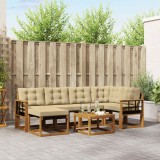 Cumpara ieftin Set de canapele de exterior 7 buc. 6-Locuri Natural si Bej