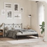 VidaXL Cadru de pat metalic cu tăblie, negru, 135x190 cm 376501