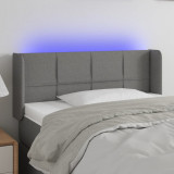 VidaXL Tăblie de pat cu LED, gri &icirc;nchis, 93x16x78/88 cm, textil