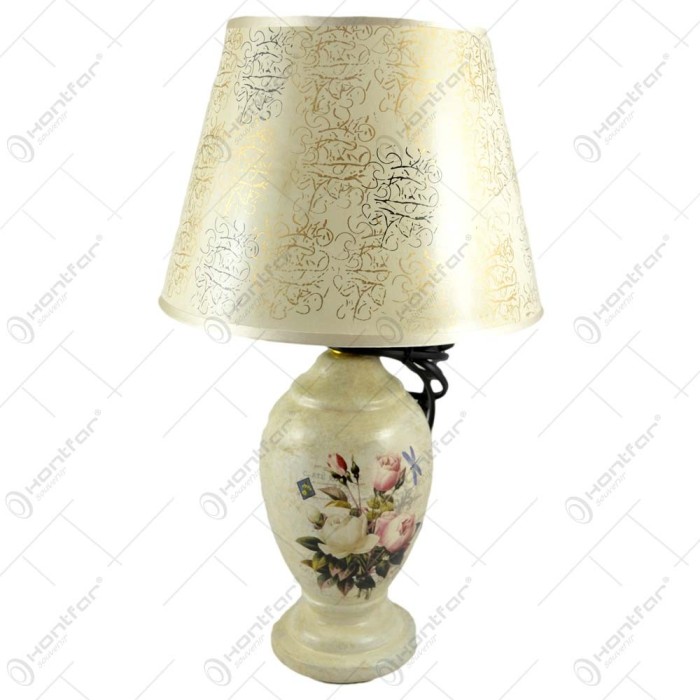 Veioza realizata din ceramica &ndash; Design cu trandafiri (Model 1)