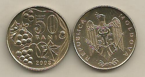 MOLDOVA 50 BANI 2008 [1] XF , livrare in cartonas