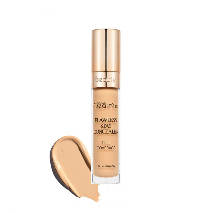 Corector/Anticearcan cu putere mare de acoperire si rezistent Beauty Creations Flawless Stay Concealer, 8g - C12
