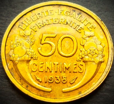 Moneda istorica 50 CENTIMES - FRANTA, anul 1938 * cod 4828 foto