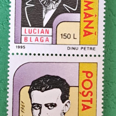 TIMBRE ROMANIA MNH LP1378/1995 100 ani de la nasterea L. Blaga -Serie în pereche